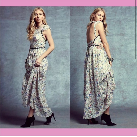 Free People Cherry Blossom Maxi Dress Spring Garden Combo 2 boho romantic lined - Picture 1 of 10